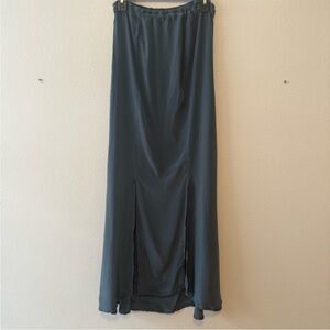 Merritt Charles Stone Blue Maxi Slip Skirt with Slits
